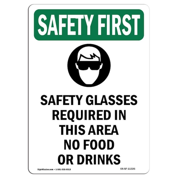 OSHA, Glasses Required, 5in X 3.5in, 10PK, 3.5" W, 5" H, Portrait, PK10, OS-SF-D-35-V-11326-10PK